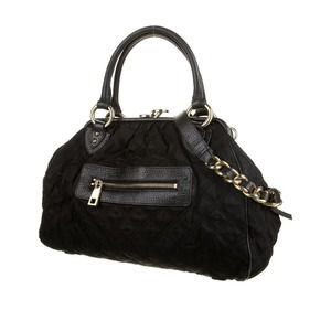 Marc Jacobs black Nylon With‎ Leather Trim quilted Stam Satchel Shoulder Bag